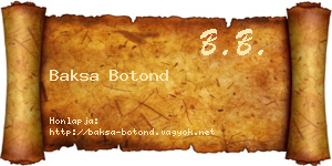 Baksa Botond névjegykártya